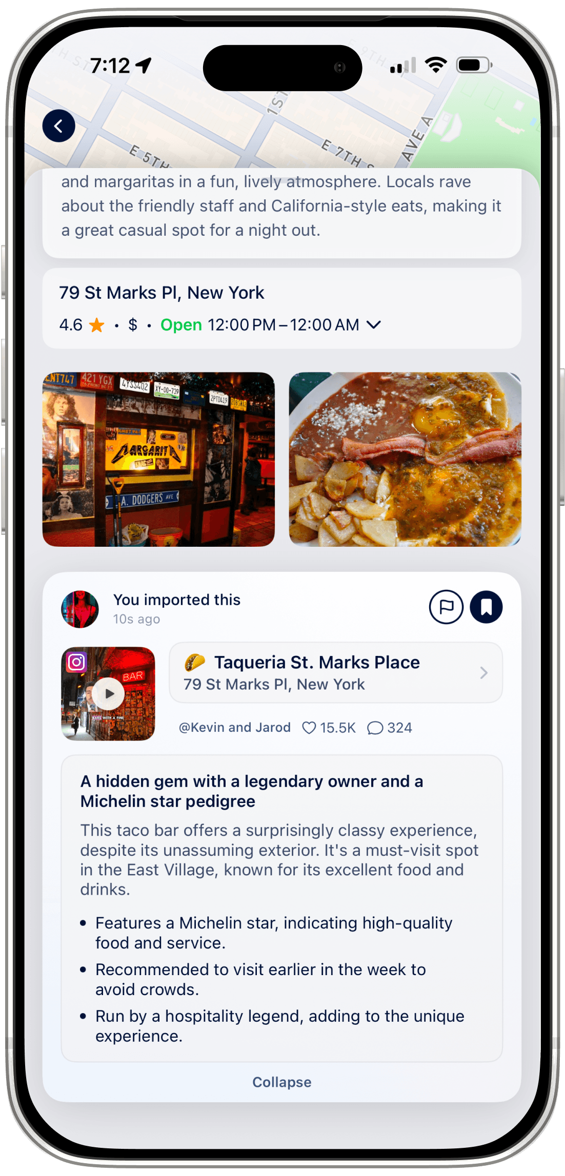 AI-generated venue summaries from multiple sources