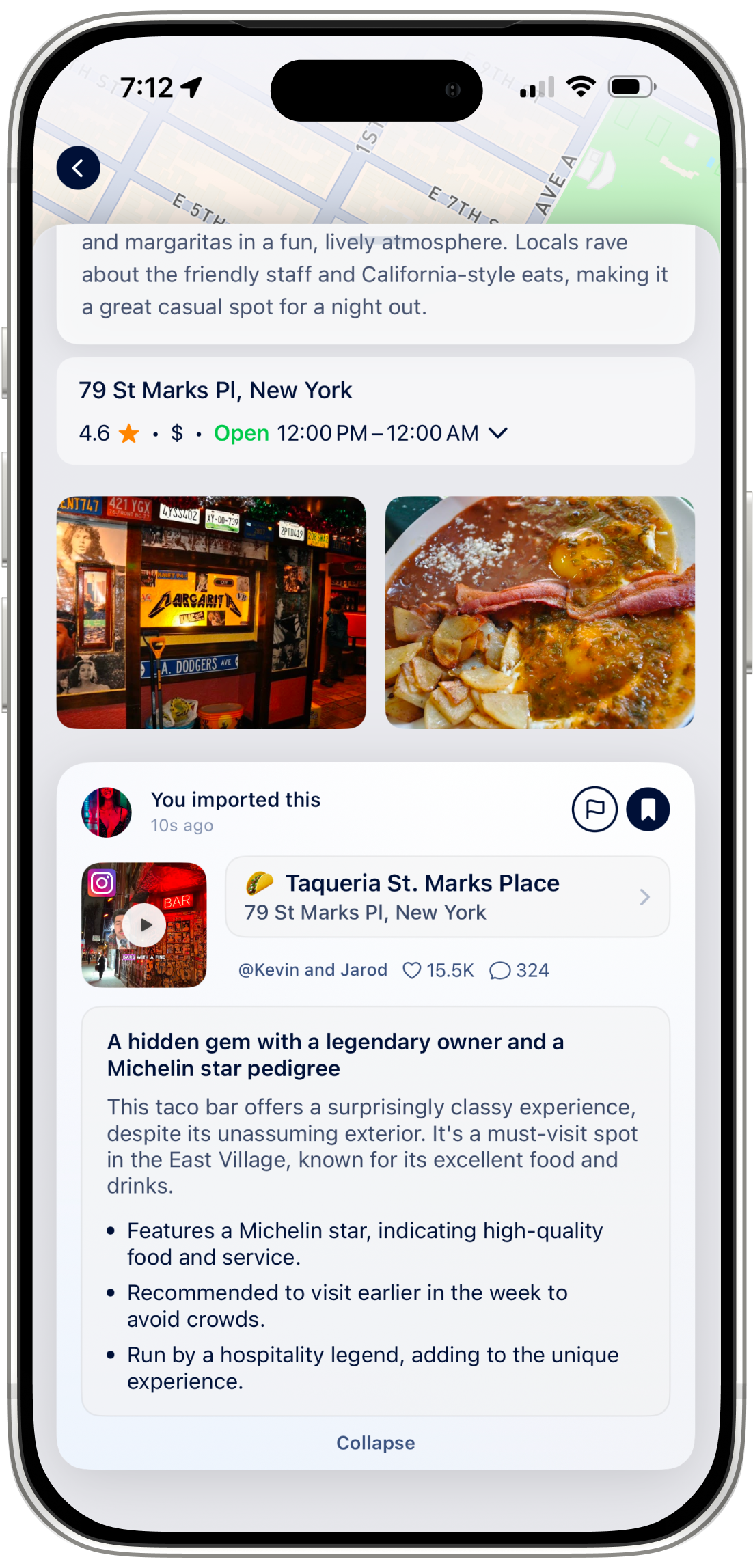 AI-generated venue summaries from multiple sources