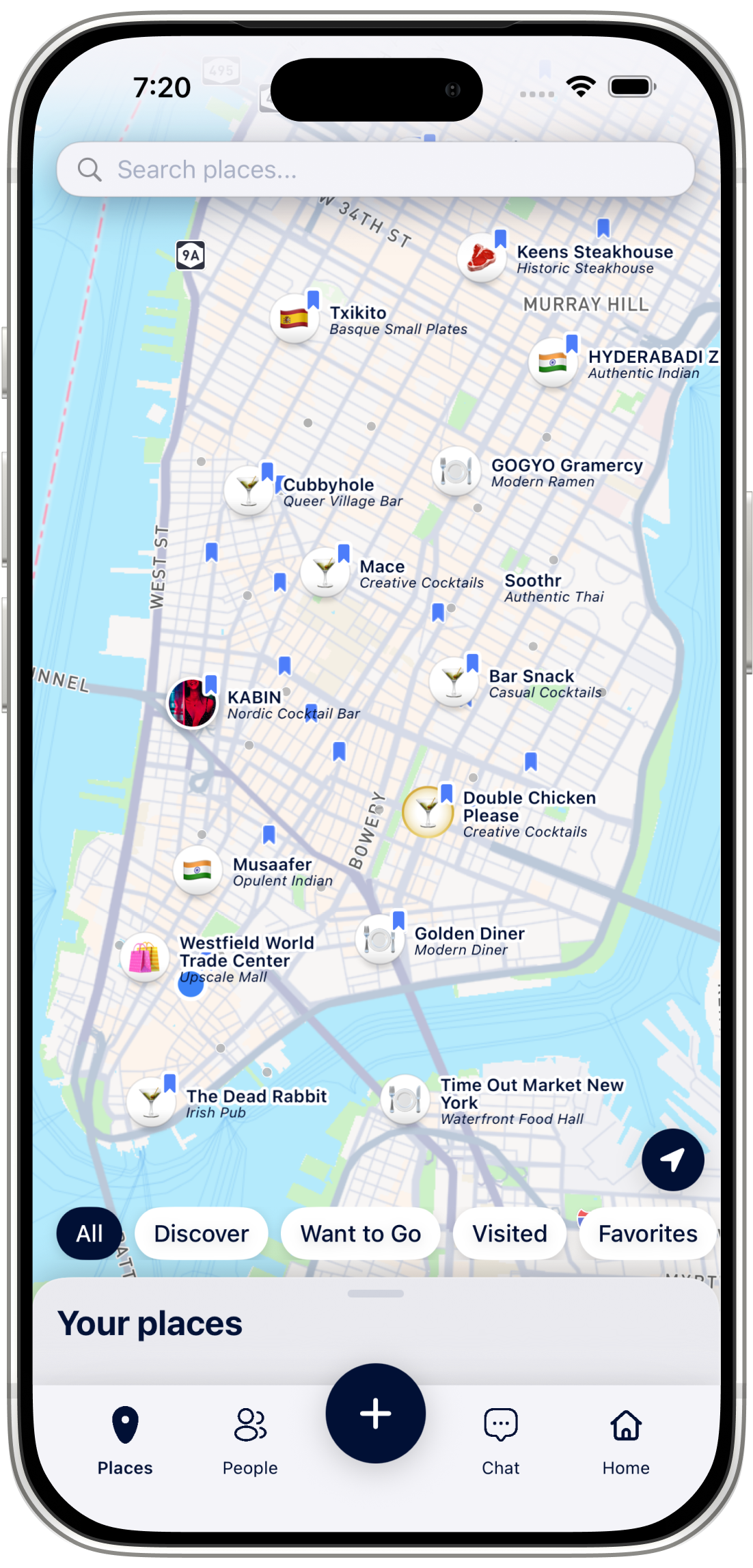 On The Grid discovery feature showing curated venue recommendations